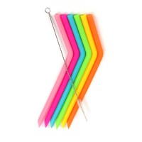 BAP Free Silicone Straight/curved Straws With Brushes Bar Accessories Tools For Drinking