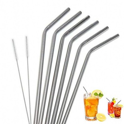 reusable  Stainless Steel Metal Straws with 2 Cleaning Brush -  Drinking Straws